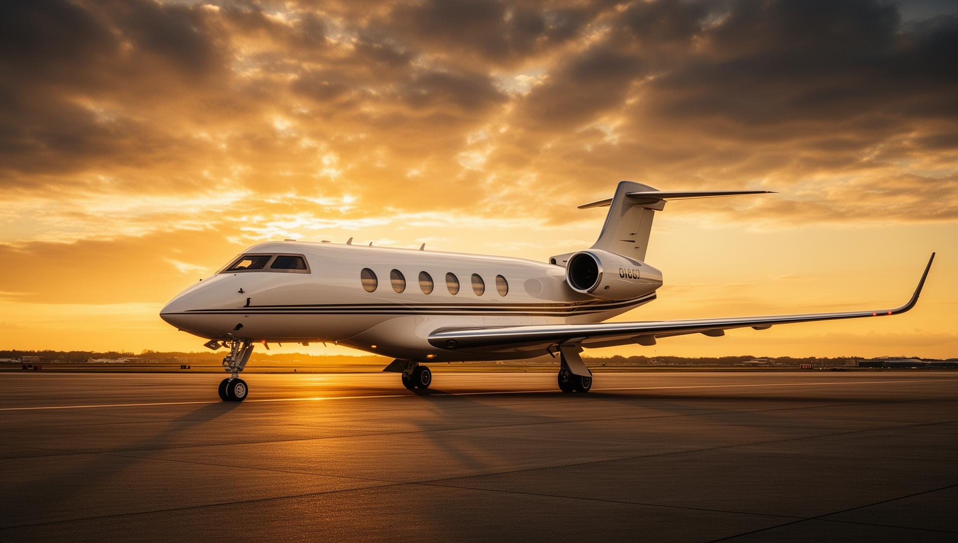 Private jet on tarmac